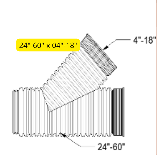 Corrugated 45 Reducing Wye Plain End